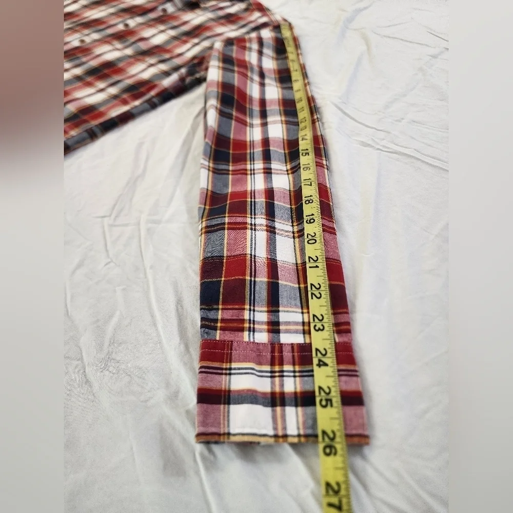 J. Crew Men's Red Plaid Long Sleeve Shirt Button Front Pocket, sz SM
